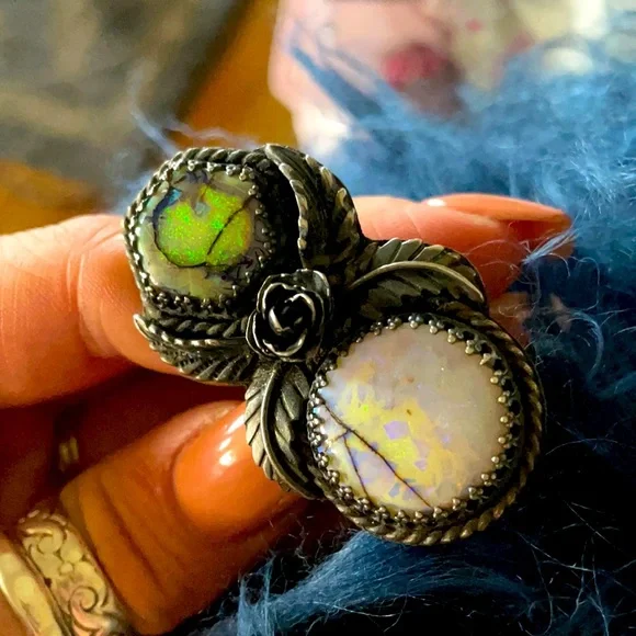 Artisan Handmade Monarch opal ring Size 7.5 OOAK Rare HTF - Picture 9 of 9